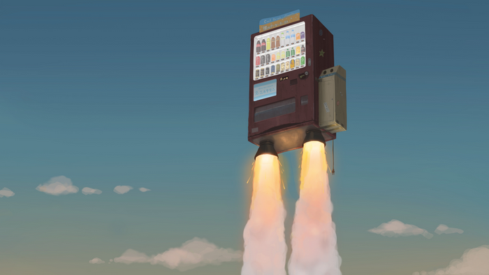 artwork, vending machine, sky