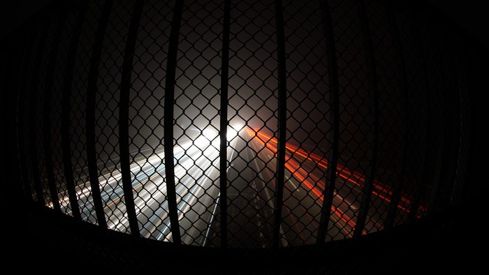 4K, road, mist, fence, street, night, long exposure, lights