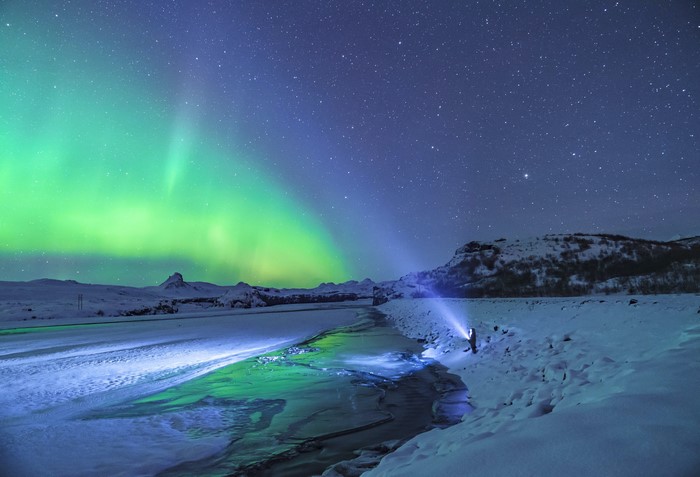 4K, vibrant, nature, ice, glowing, aurorae, landscape, snow