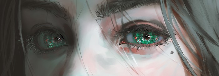 4K, artwork, fantasy art, green eyes, Nixeu, digital art, eyes, fantasy girl, illustration