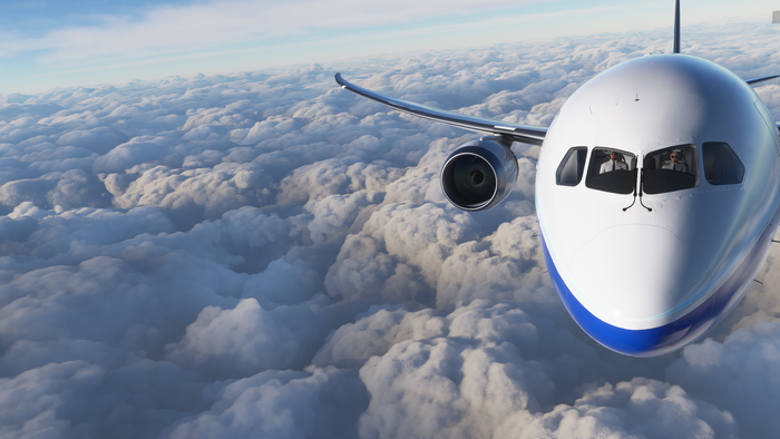 Boeing 787, Microsoft Flight Simulator, clouds, sky