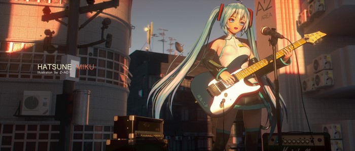 4K, Z-AO, Vocaloid, Hatsune Miku, anime girls, anime