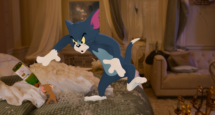 Tom and Jerry chase a bottle