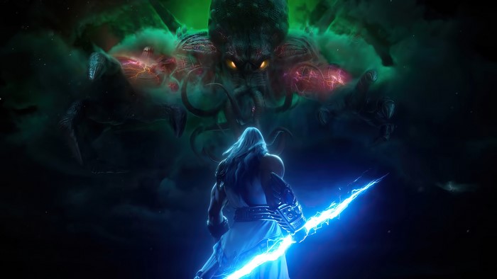 4K, Cthulhu, Zeus, digital art, gods