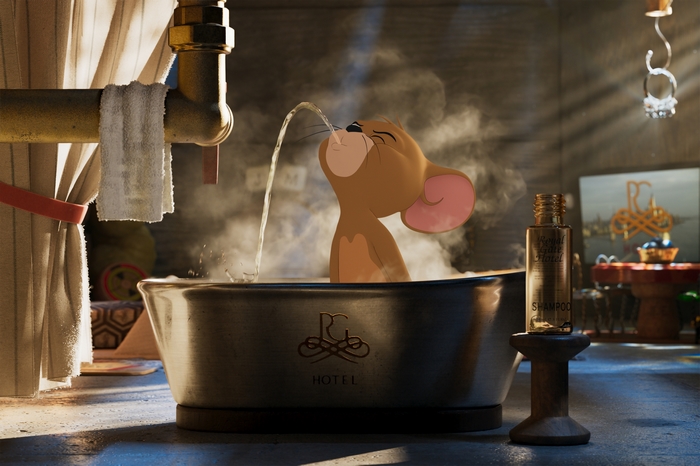 Jerry taking a bath