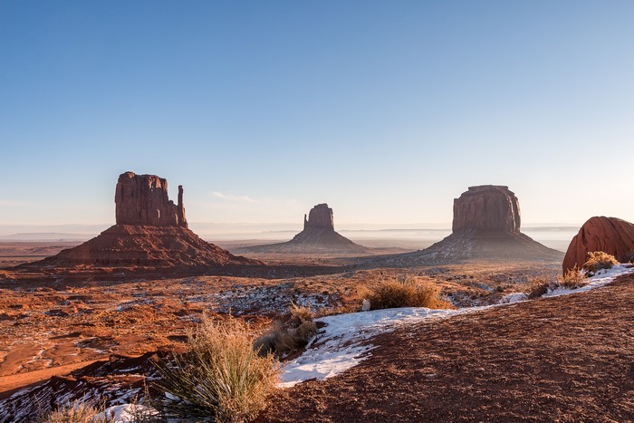 4K, snow, rocks, grass, sky, desert, mountains, landscape, nature