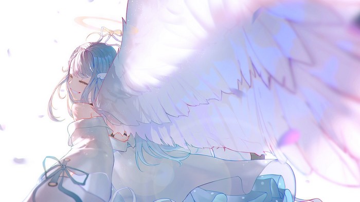 Amatsuka Uto with Angel Wings Smiling