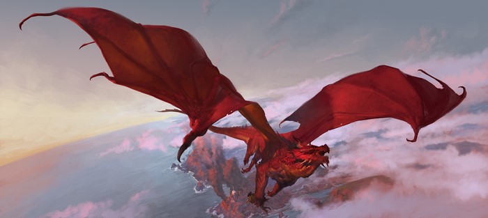 wings, fantasy art, creature, flying, dragon