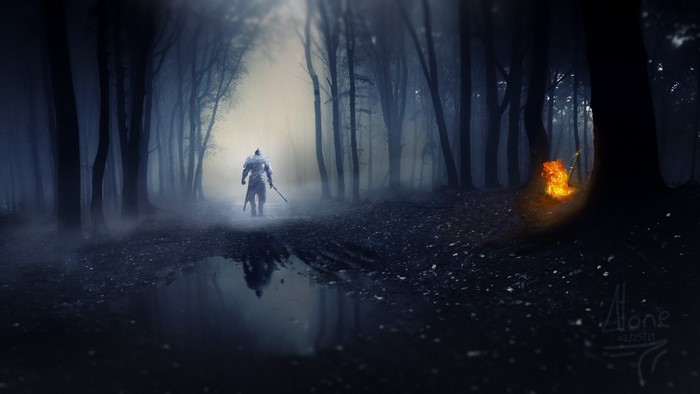 4K, dark, Dark Souls, fire, warrior