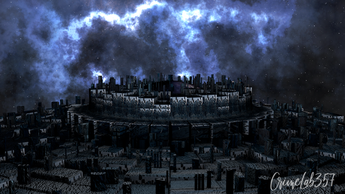 fantasy art, ancient, space art, city, alien attack