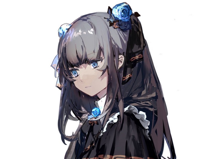 Lobelia, anime girls, gray hair, blue eyes, anime