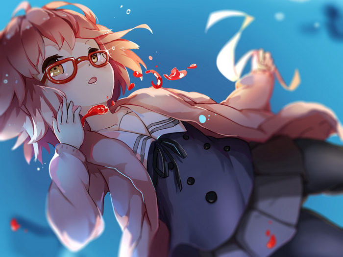 Kyoukai no Kanata, anime, Kuriyama Mirai, glasses, anime girls, short hair