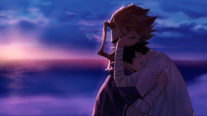 crying, tears, Yagi Toshinori, anime, Midoriya Izuku, open mouth, anime boys, all might, Izuku Midoriya, Boku no Hero Academia