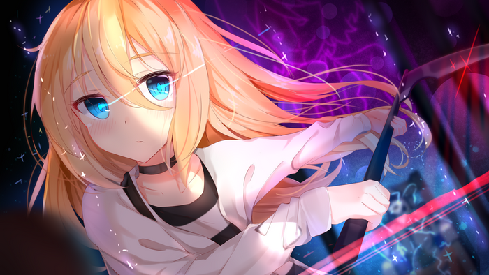 blonde, anime girls, Satsuriku no Tenshi, Nahaki, Angels of Death, Rachel Gardner, blue eyes, anime