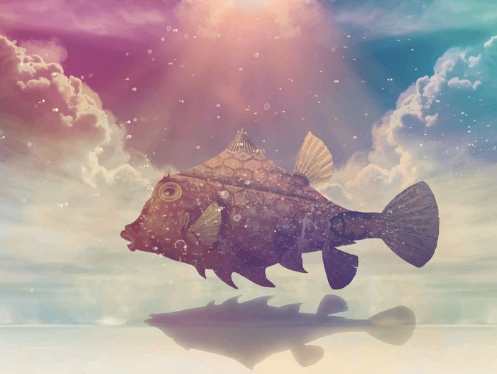 fantasy art, artwork, digital art, Photoshop, fish, illustration, graphic design
