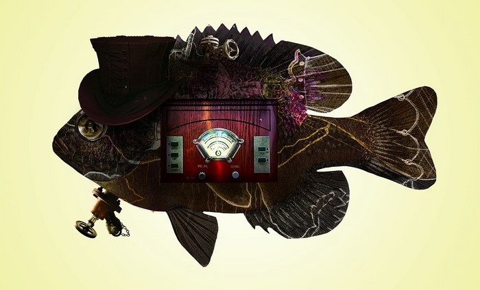 fantasy art, steampunk, illustration, digital art, graphic design, artwork, fish