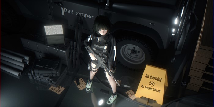 4K, anime, Bangeningmeng, Girl With Weapon, gun, anime girls