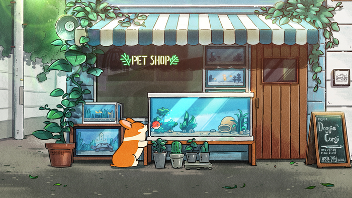 4K, Corgi, artwork, dog, cartoon