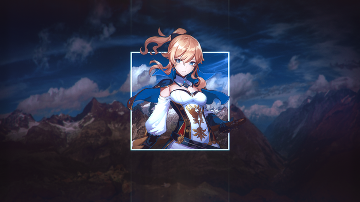 4K, anime girls, Genshin Impact, blue eyes, yellow hair, anime, Jean (Genshin Impact), picture-in-picture