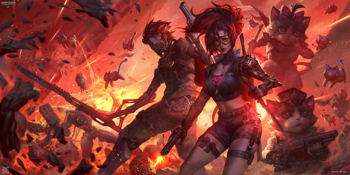 Mist XG, women, men, weapon, drawing, fighting, sparks, gun, blades, war