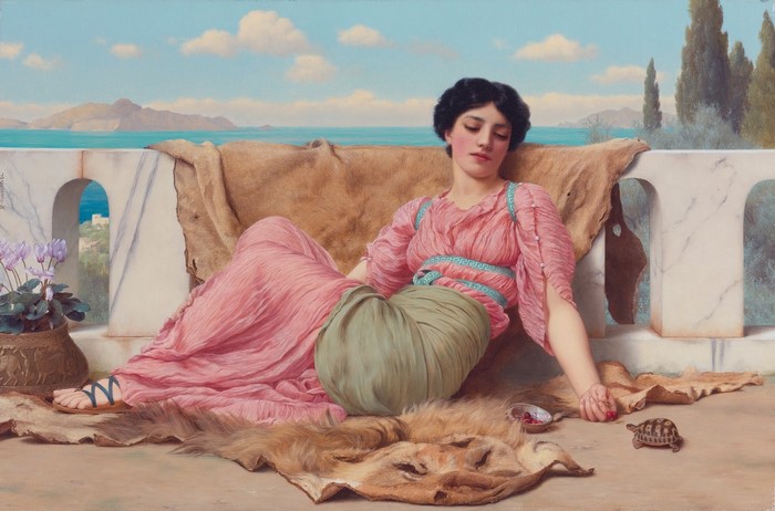 turtle, classic art, painting, artwork, Greek, women, fruit, pink, Greece