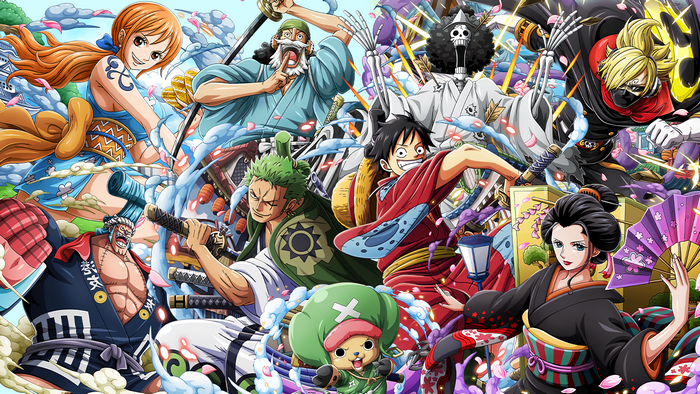 One Piece Anime Characters in Dynamic Battle Scene
