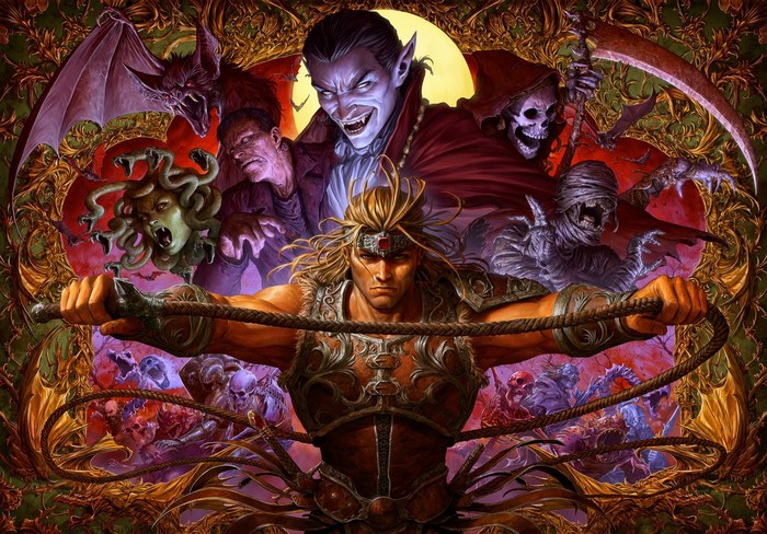 vampire (anime), death, whips, Dracula, horror, Medusa, video game art, mummy, Gothic, Dave Rapoza, bats, Castlevania, Simon Belmont (Castlevania), Frankenstein