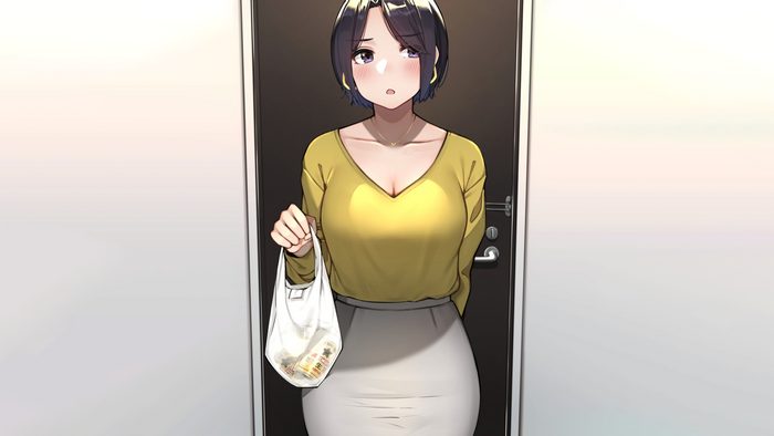 beer, blush, short hair, cleavage, anime girls, high waisted, Sakuranotomoruhie, skirt, anime, simple background