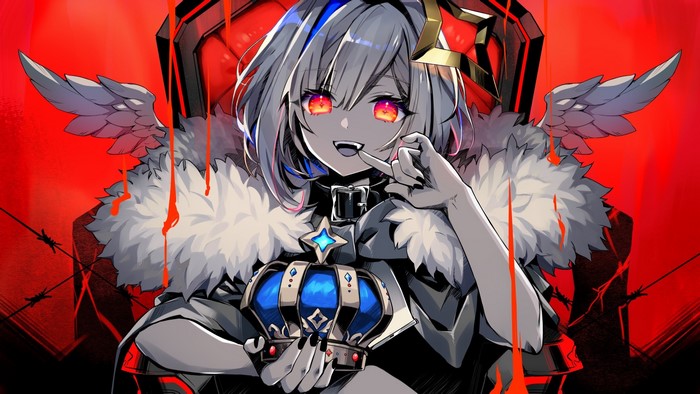 Amane Kanata, choker, crown, Virtual Youtuber, anime girls, Hololive