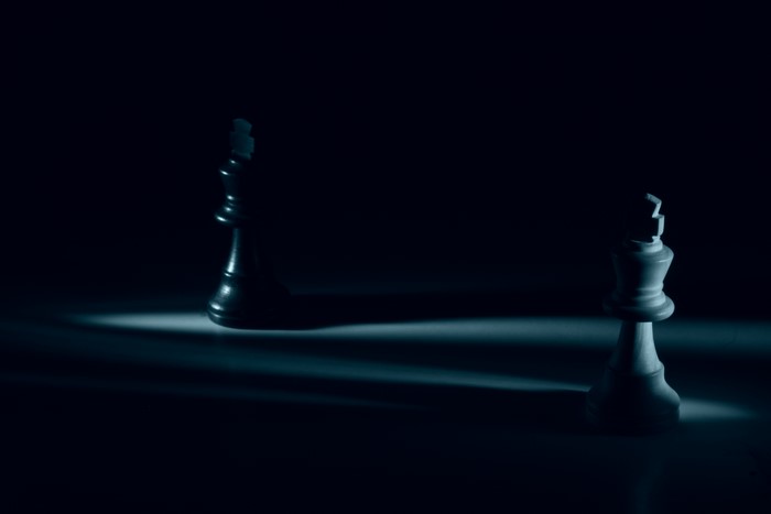 4K, simple background, closeup, white, pawns, chess, blue background, photography, black, shadow