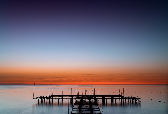 sea, sky, clouds, sunset, landscape, pier