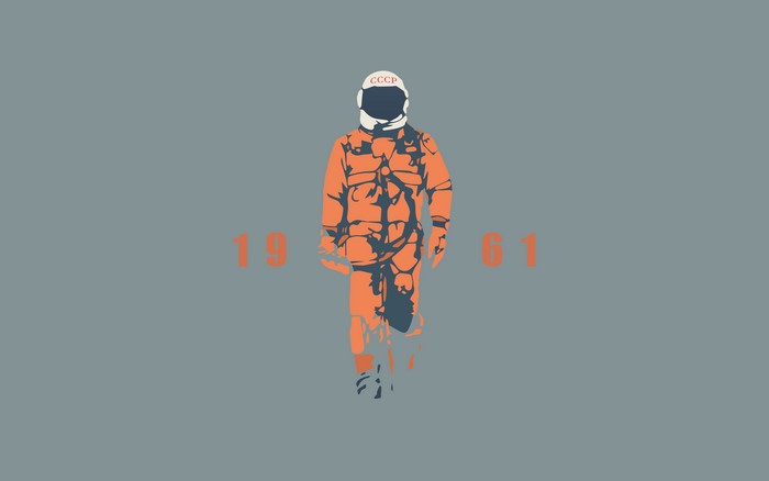 4K, simple background, Soviet Union, Yuri Gagarin, USSR, artwork, astronaut