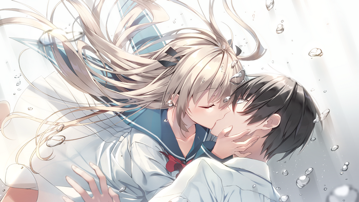 4K Romantic Kiss Between Yusano and Anime Boy