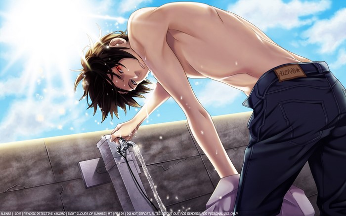 Shinrei Tantei Yakumo, anime boys, glowing eyes, heterochromia, Saitou Yakumo