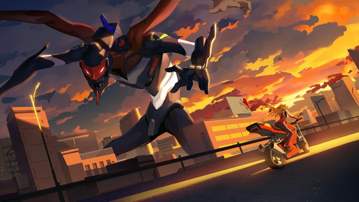 4K, anime, Asuka Langley Soryu, Neon Genesis Evangelion, EVA Unit 03