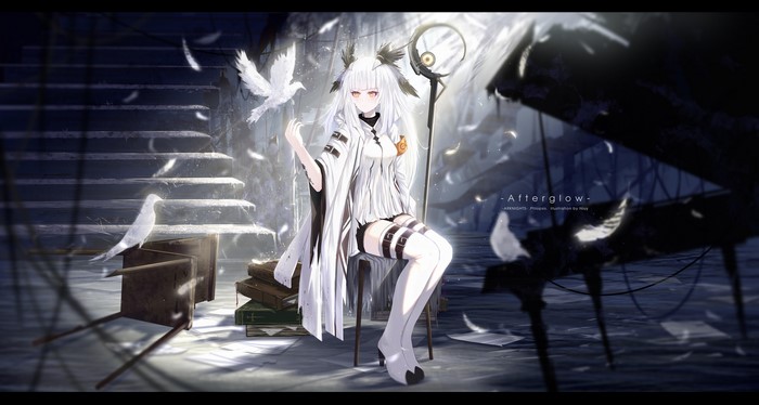 4K, anime, Niuy, Arknights, anime girls, Ptilopsis(Arknights)