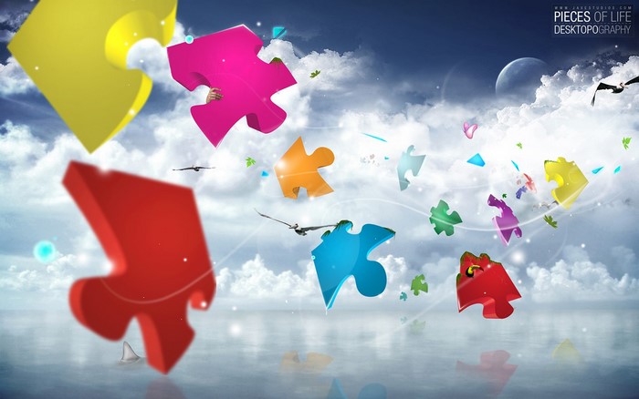 Desktopography, puzzles, clouds