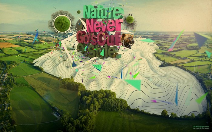 Desktopography, landscape, text