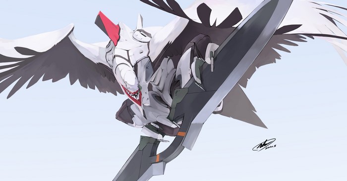 4K, anime, Mass Production Evangelion, wings, Neon Genesis Evangelion, fan art, mecha fight, Andrew.L, 2D