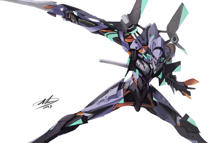 4K, science fiction, EVA Unit 01, Andrew.L, Neon Genesis Evangelion