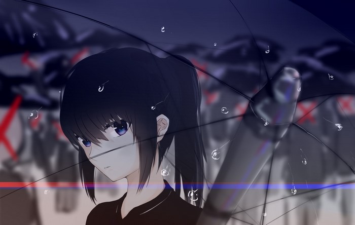 anime, shiro no kitsune, anime girls, umbrella