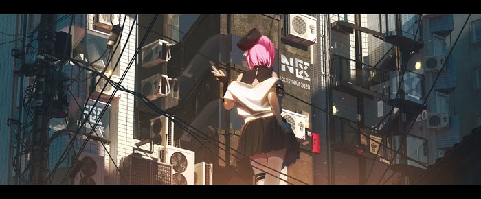 Taysour, anime, pink hair, anime girls