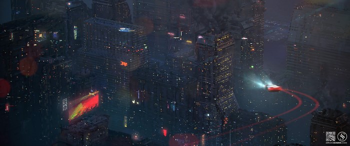 futuristic city, city lights, artwork, drawing, ArtStation, cityscape, futuristic, Sergio Seabra, lights, city, digital art