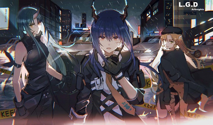 Arknights, anime girls, Chen (Arknights), Hoshiguma (Arknights), Lococo, anime