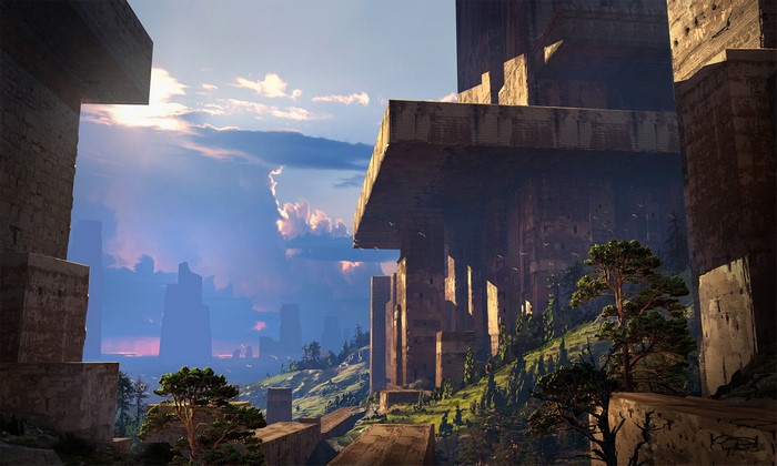 Raphael Lacoste, trees, digital art, building, artwork, nature