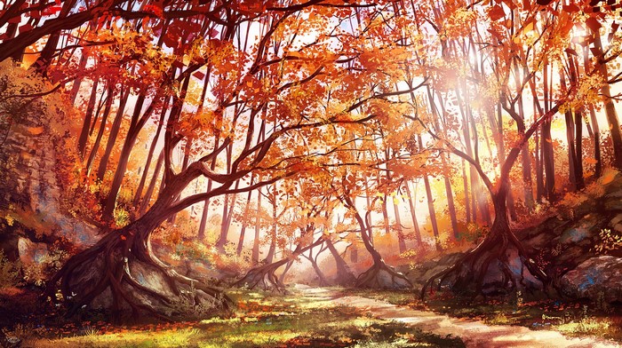 artwork, nature, digital art, Renaud Perochon, trees