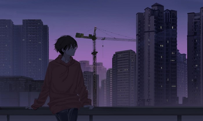 cityscape, anime boys, anime