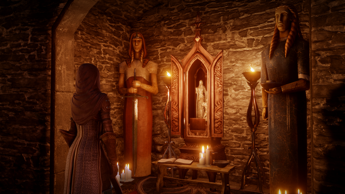 PC gaming, Dragon Age Inquisition, Dragon Age, orange, Altar, Leliana