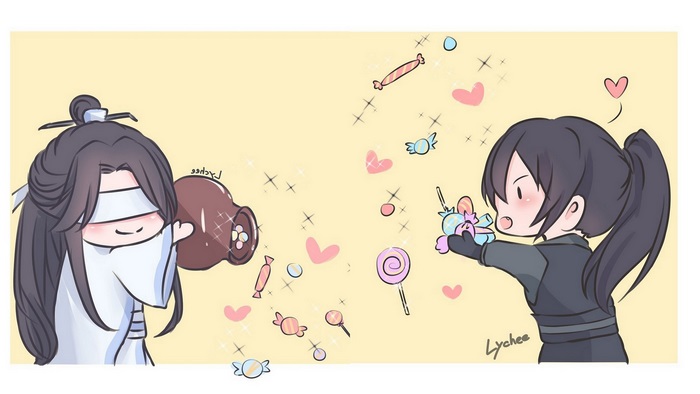 Mo Dao Zu Shi Xiao Xingchen and Xue Yang with candy