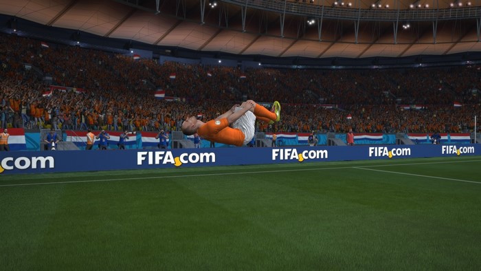 Maracanã, Fifa 14, crowds, Arjen Robben, backflip, orange, Netherlands, FIFA World Cup, soccer, Football